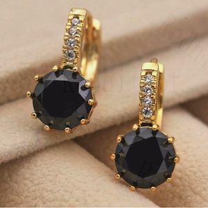 New 18ktgf black cz earrings